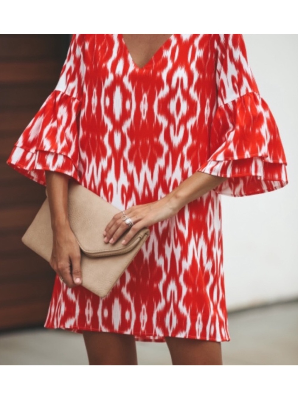 Vici ikat dress ruffled bell sleeve